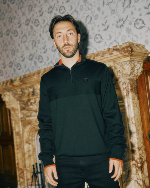SUDU 1/4 Zip 1876 Knitted 1/4 Zip - Black