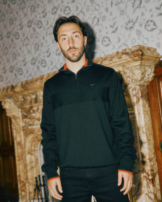 SUDU 1/4 Zip 1876 Knitted 1/4 Zip - Black