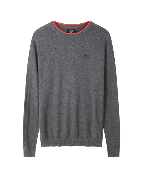 SUDU Sweatshirt 1876 Knitted Crew Neck Sweat - Charcoal