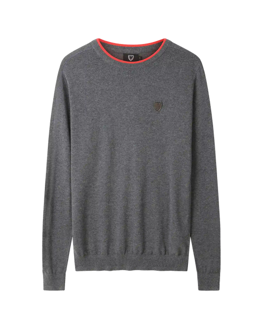 SUDU Sweatshirt 1876 Knitted Crew Neck Sweat - Charcoal