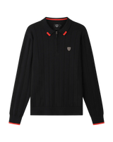 SUDU Polo 1876 Long Sleeve Knitted Polo - Black