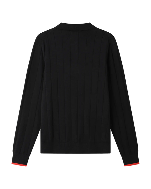 SUDU Polo 1876 Long Sleeve Knitted Polo - Black