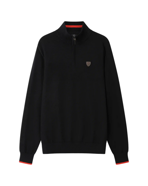 SUDU 1/4 Zip 1876 Knitted 1/4 Zip - Black
