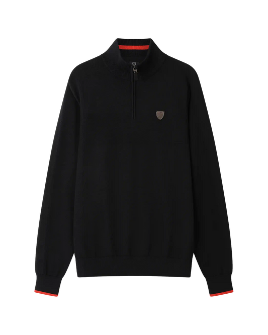 SUDU 1/4 Zip 1876 Knitted 1/4 Zip - Black