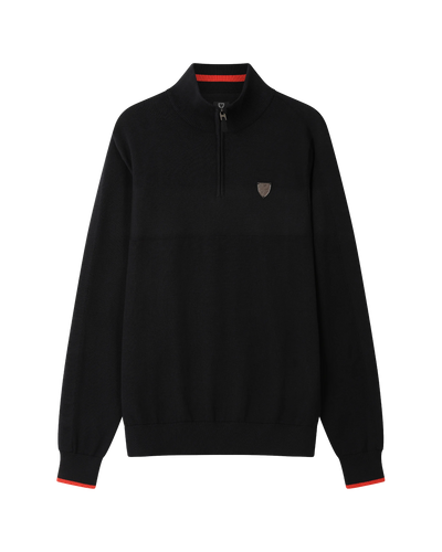 SUDU 1/4 Zip 1876 Knitted 1/4 Zip - Black