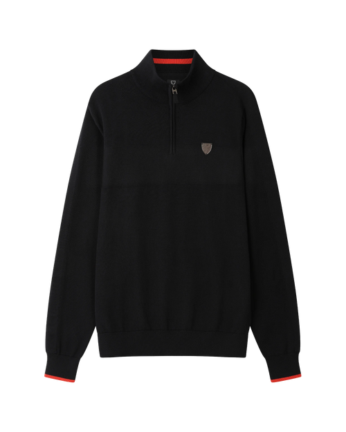 SUDU 1/4 Zip 1876 Knitted 1/4 Zip - Black