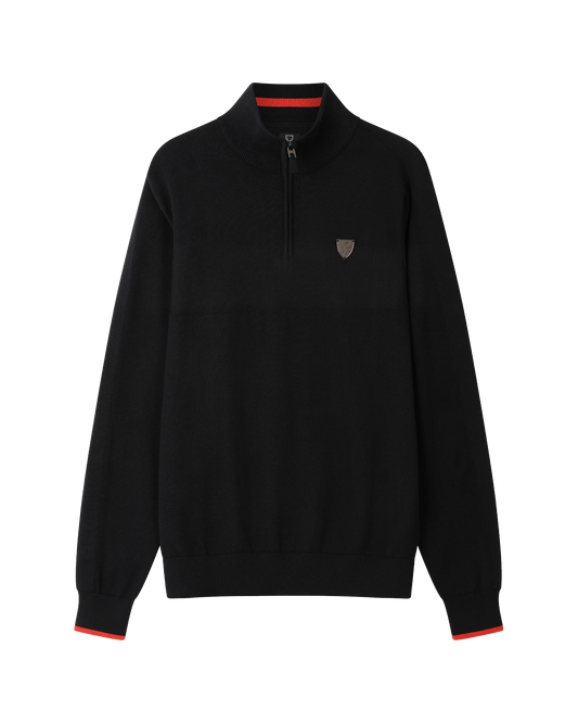 SUDU 1/4 Zip 1876 Knitted 1/4 Zip - Black