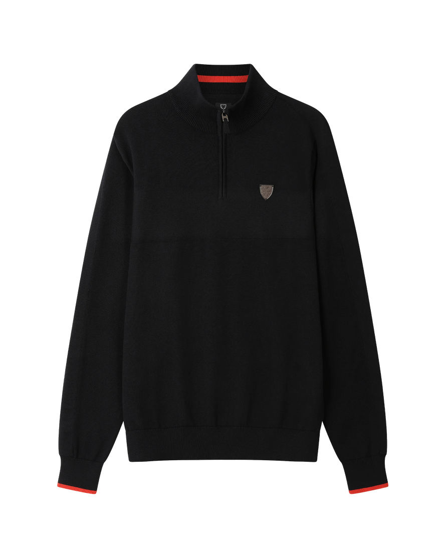 SUDU 1/4 Zip 1876 Knitted 1/4 Zip - Black